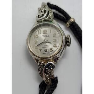 Roll 17 jewels Swiss Made Women's Vintage Silver Tone Watch 10k RGP Bezel (M)